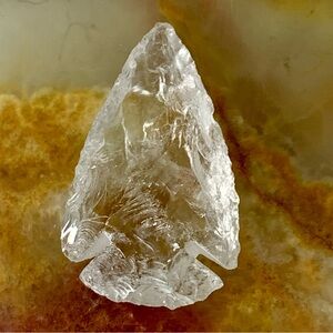 Clear Quartz Hand Knapped Crystal Arrowhead Modern Stone Carving Crafts Jewelry